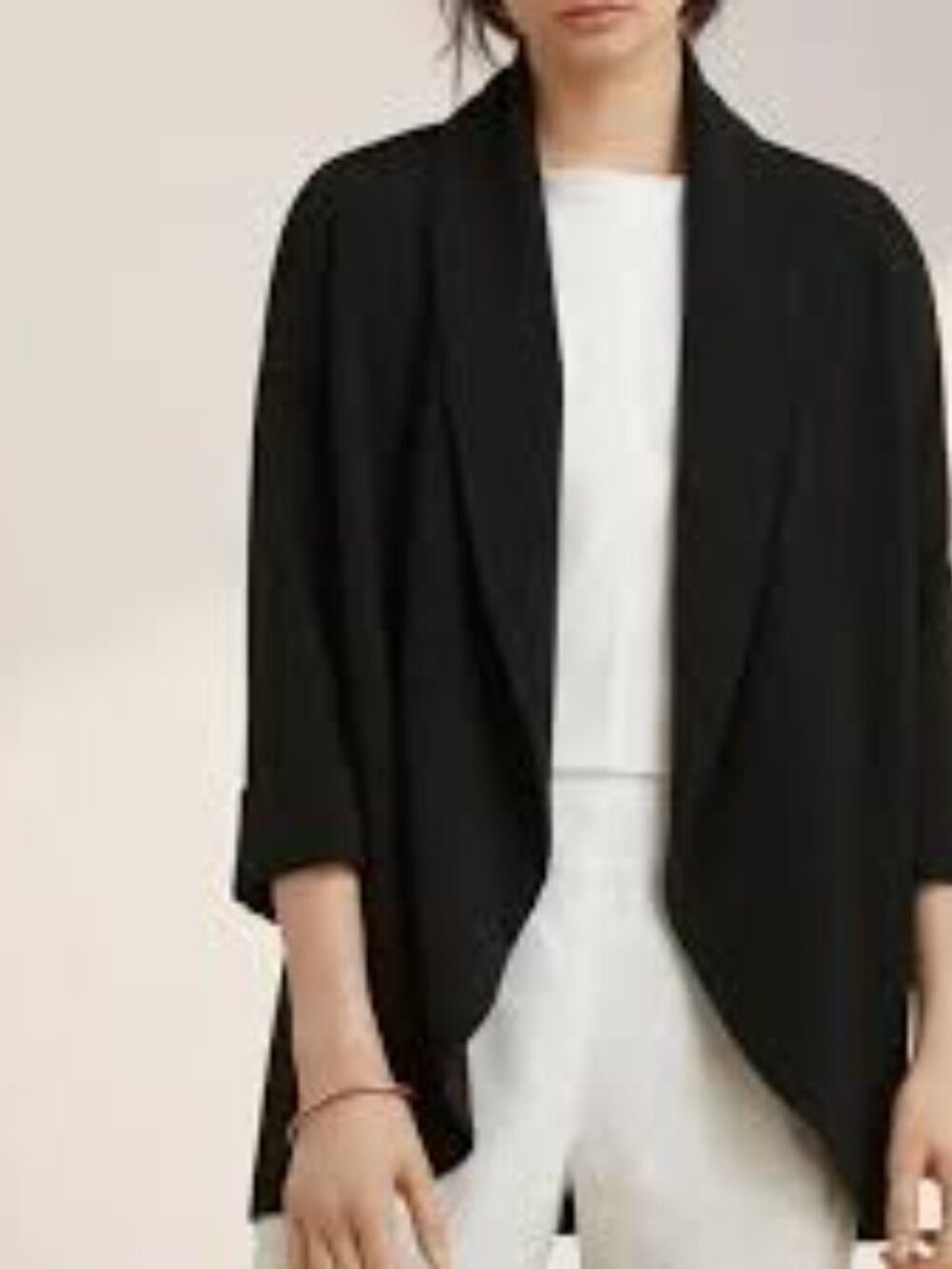 Wilfred Chevalier Blazer Size 4 Black lightweight drape design open front Jacket
